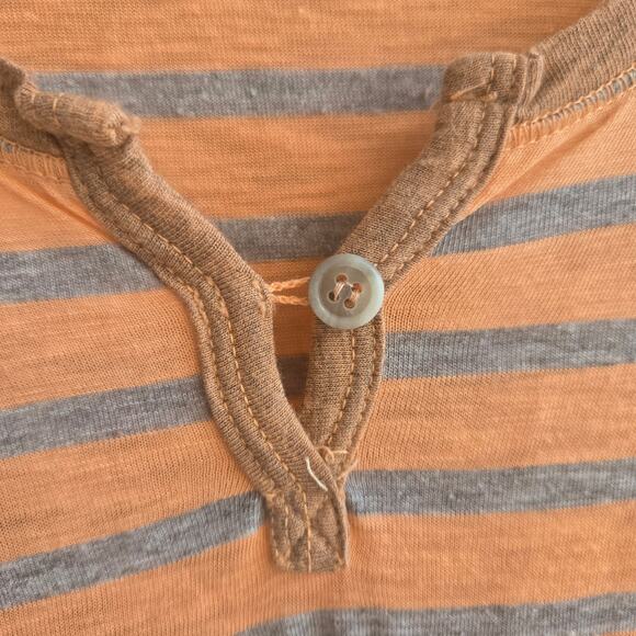 Splendid Bella Swan Meadow scene Striped Henley shirt Medium orange grey - Picture 8 of 17